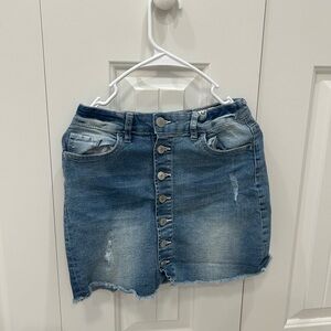Denim Button-Front Skirt